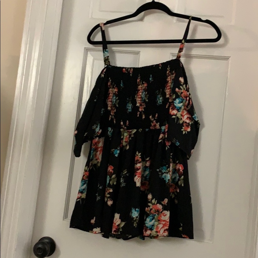 Floral cold shoulder baby doll blouse